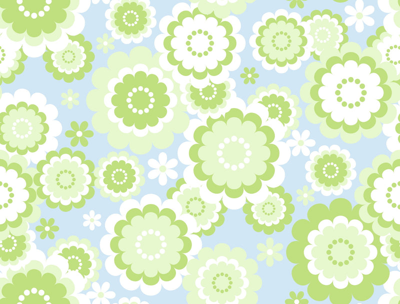 Retro Flowers - Grön