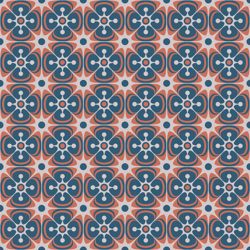 Tile Flowers - RödnBlå