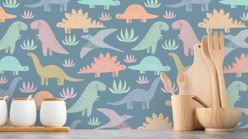 Pastel Dinosaurs - Blå