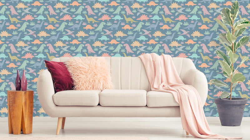 Pastel Dinosaurs - Blå