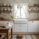 Sommaräng - Gryning – Naturlig tapet med vilda blommor och växter i färgstark design