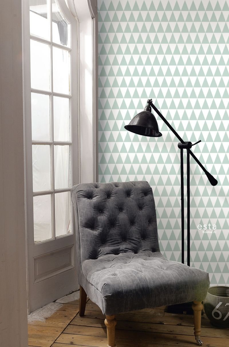 ESTAhome tapet trianglar - mintgrönt - Hemmavid.se