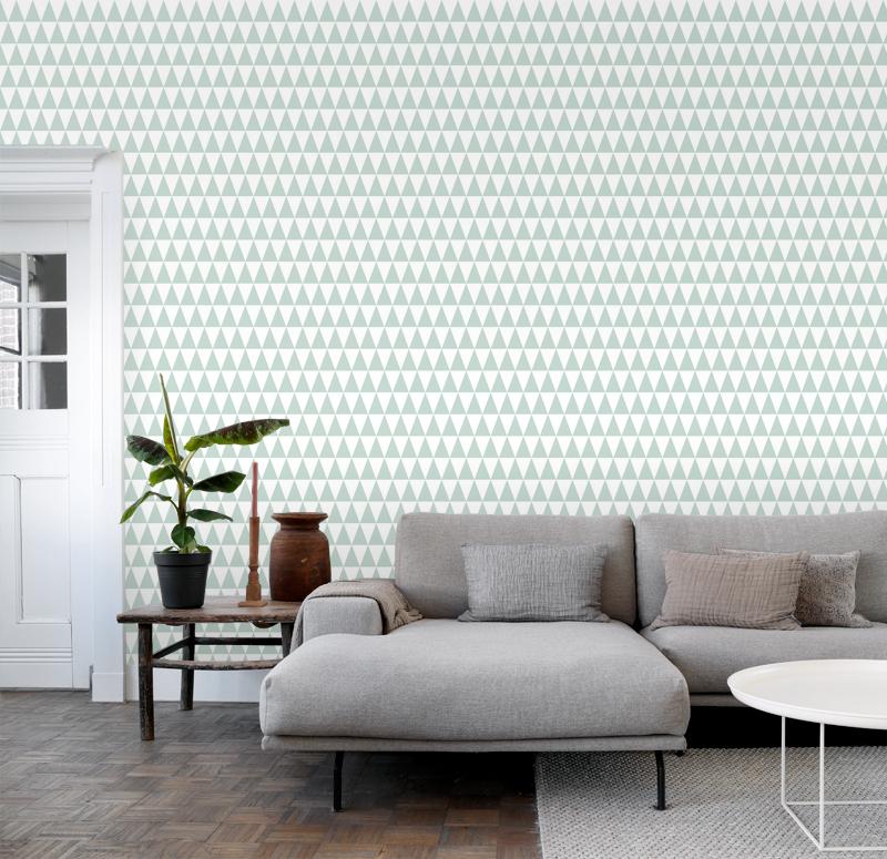 ESTAhome tapet trianglar - mintgrönt - Hemmavid.se