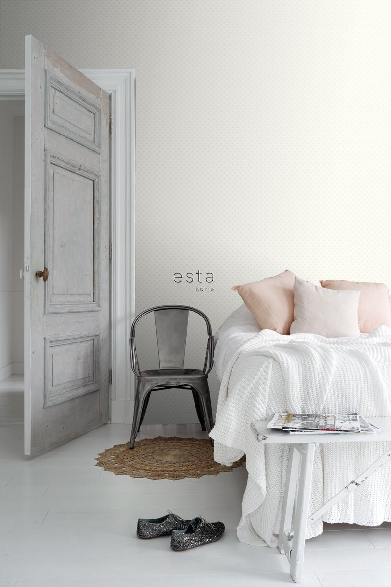 ESTAhome tapet prickar - vitt och silver - Hemmavid.se