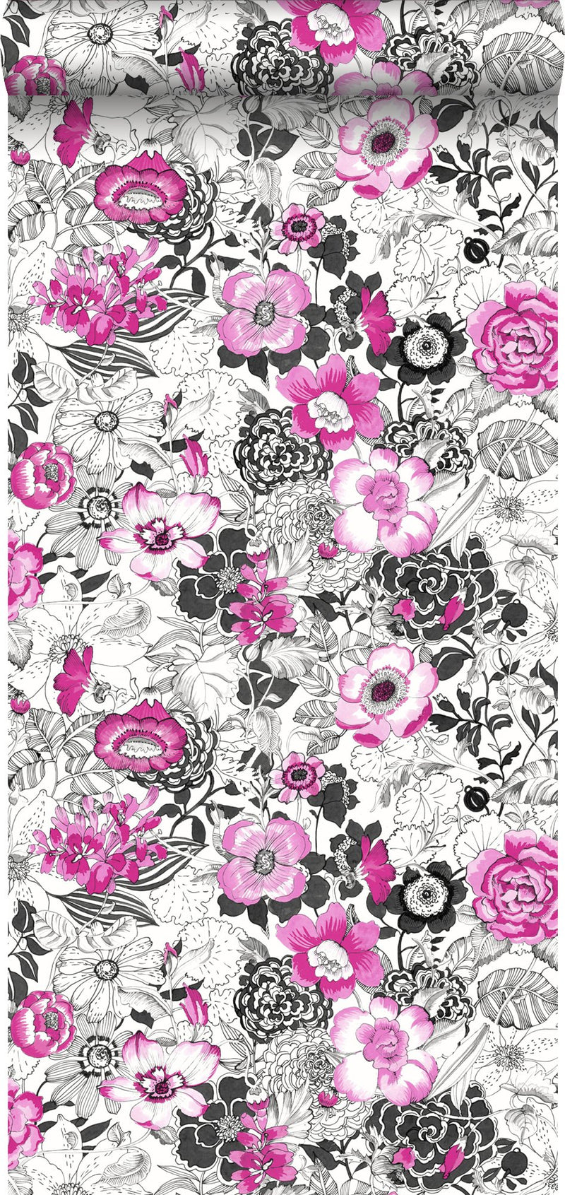 ESTAhome tapet blommor - rosa och svart - Hemmavid.se