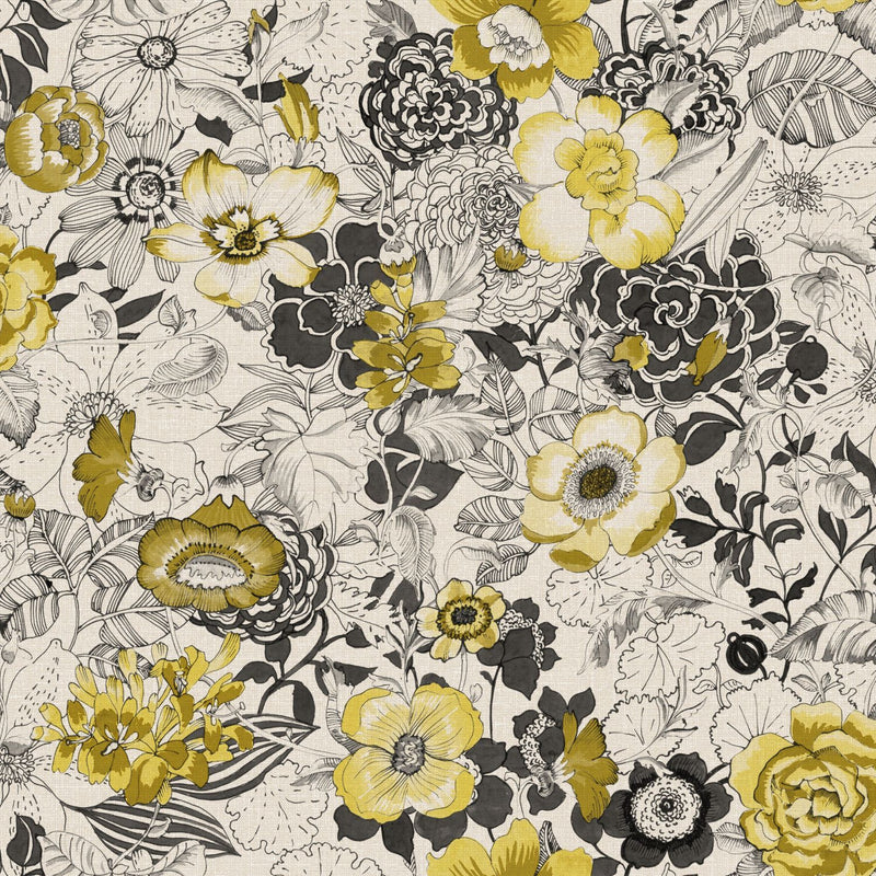 ESTAhome tapet blommor - ockra och beige - Hemmavid.se