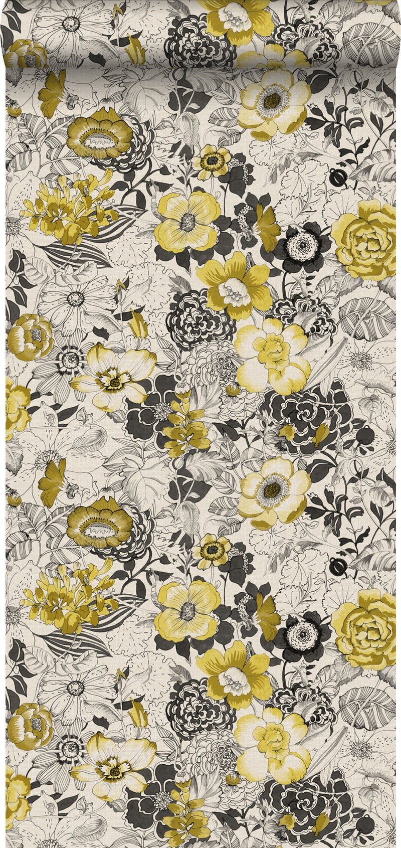 ESTAhome tapet blommor - ockra och beige - Hemmavid.se