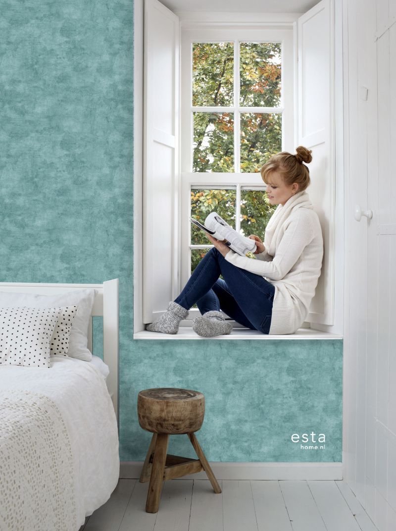 ESTAhome tapet betonglook - turkost - Hemmavid.se