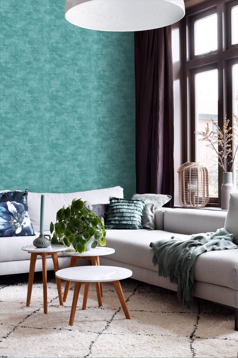 ESTAhome tapet betonglook - turkost - Hemmavid.se