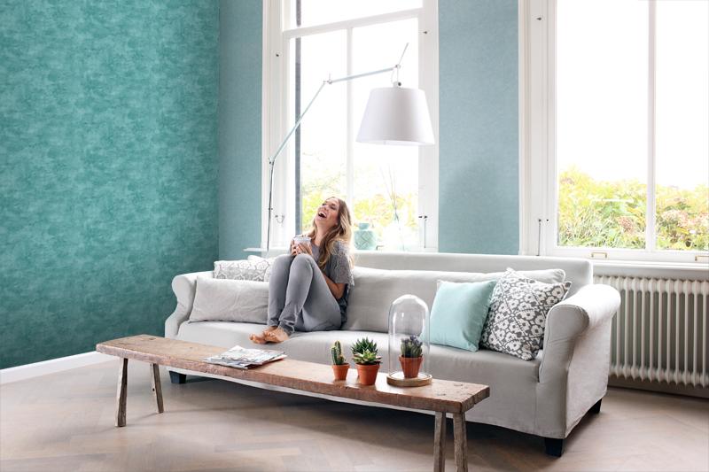 ESTAhome tapet betonglook - turkost - Hemmavid.se