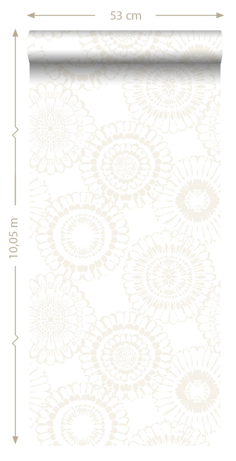 ESTAhome tapet blommor - silver och vitt - Hemmavid.se