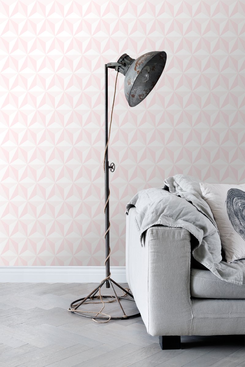 ESTAhome tapet tredimensionell grafik - ljusrosa - Hemmavid.se