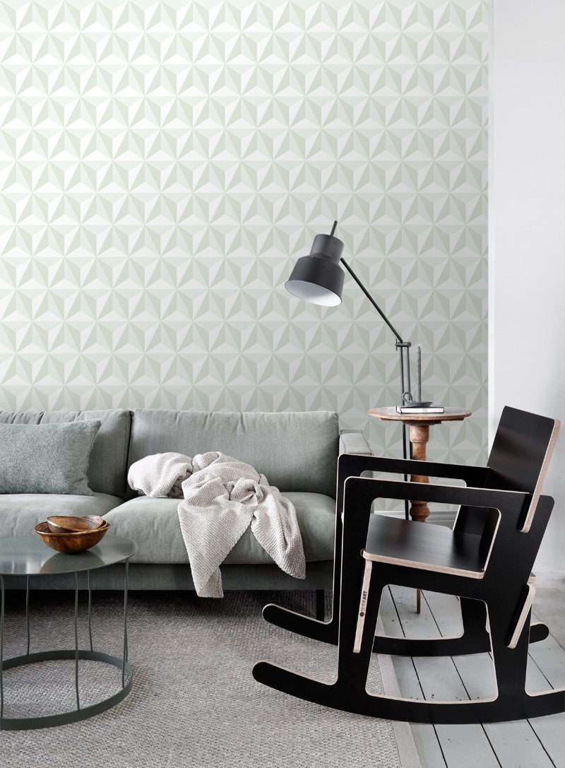 ESTAhome tapet tredimensionell grafik - mintgrönt - Hemmavid.se