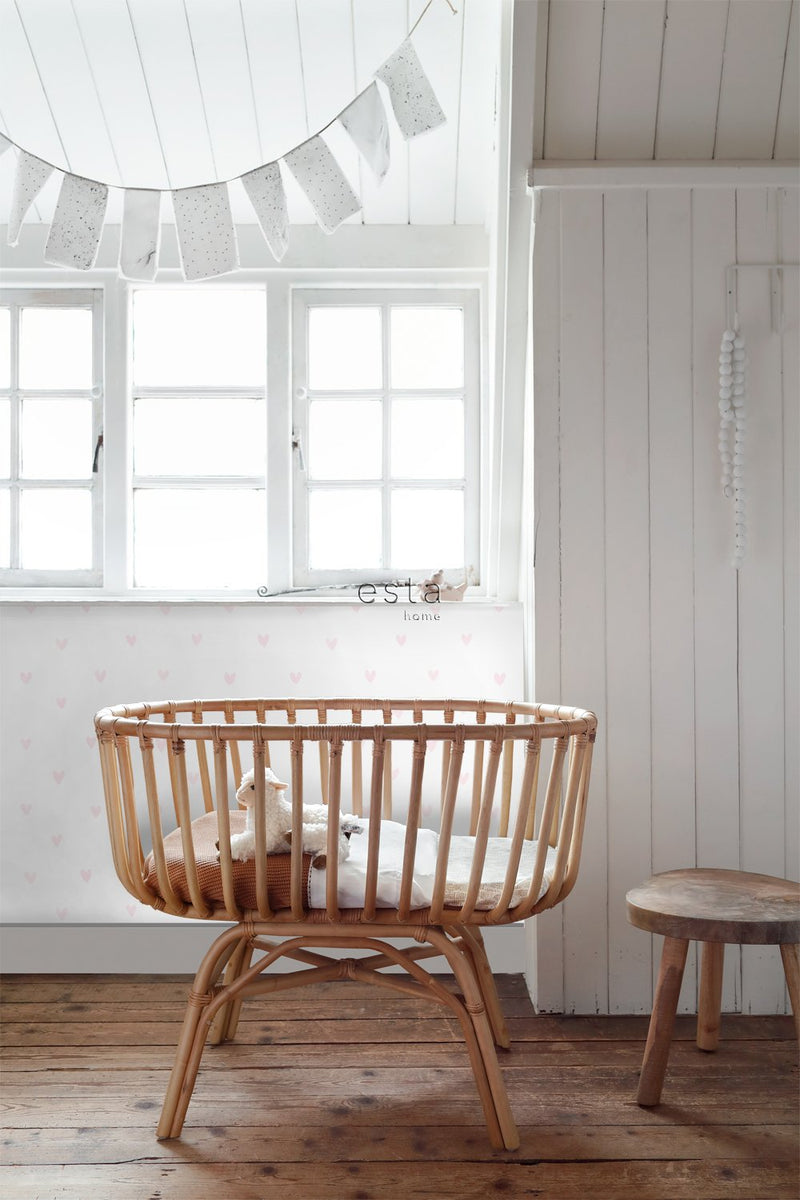 ESTAhome tapet små hjärtan - ljusrosa och vitt - Hemmavid.se
