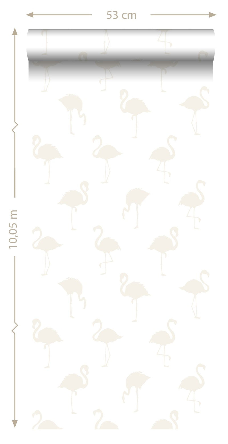 ESTAhome tapet flamingos - silver och vitt - Hemmavid.se