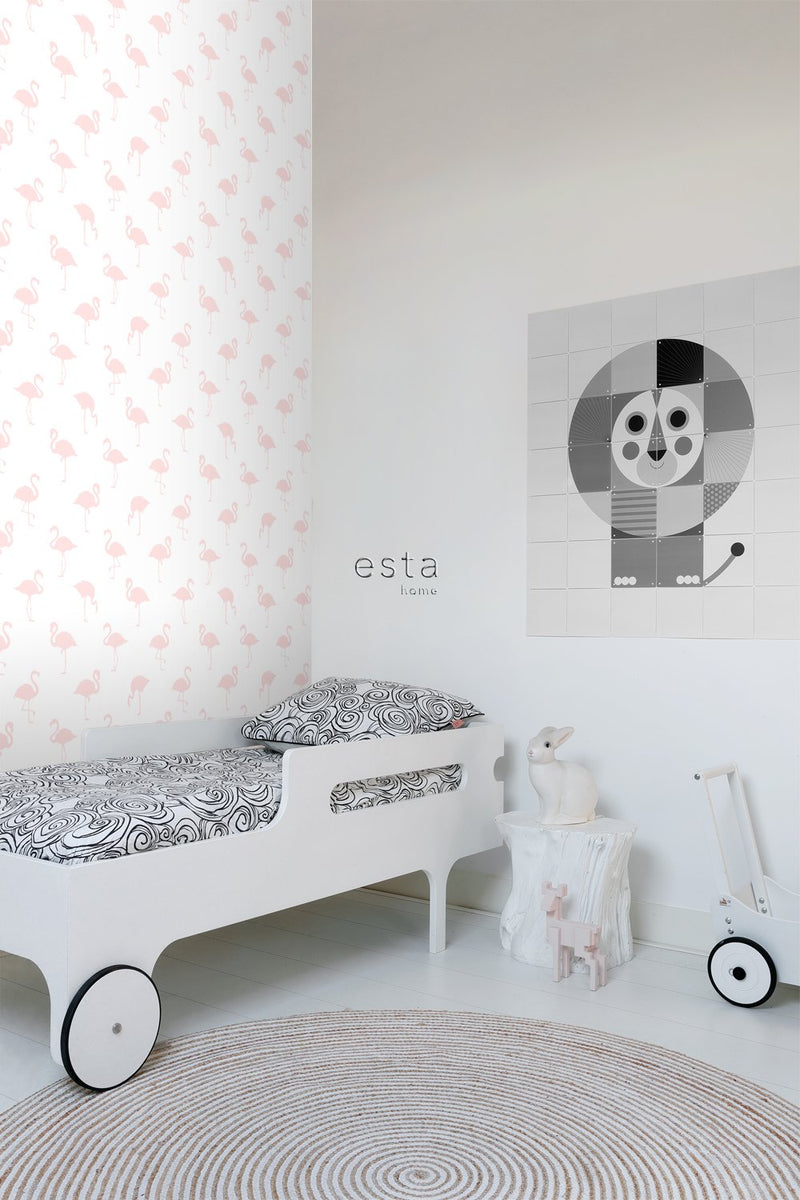 ESTAhome tapet flamingos - ljusrosa och vitt - Hemmavid.se