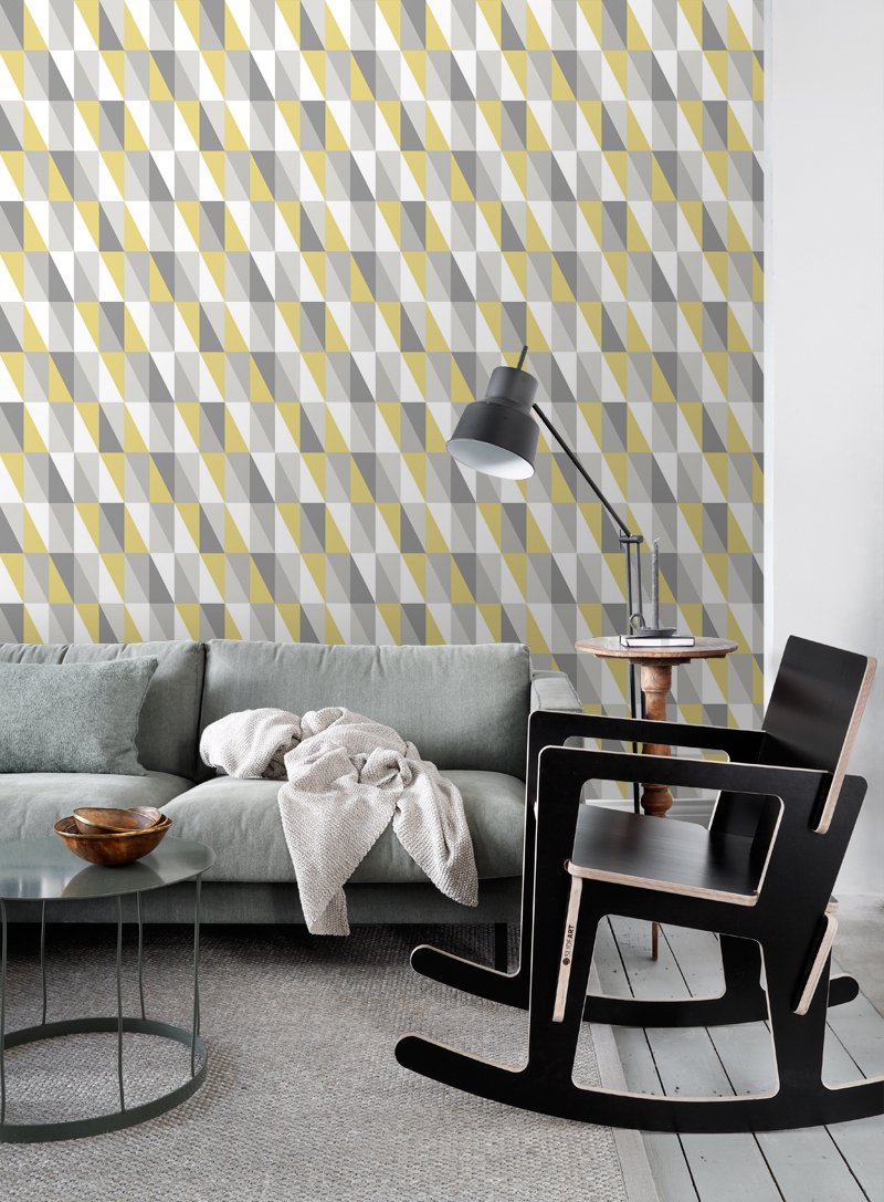 ESTAhome tapet trianglar - ockra och grått - Hemmavid.se
