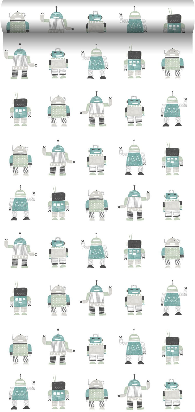 ESTAhome tapet leksaksrobotar - mintgrönt - Hemmavid.se