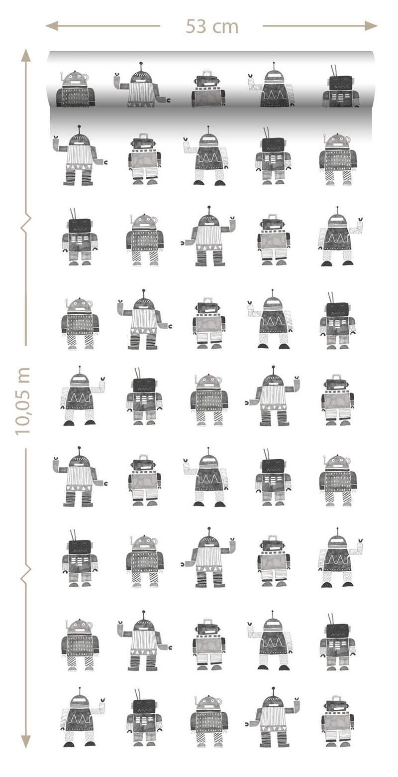 ESTAhome tapet leksaksrobotar - svart - Hemmavid.se