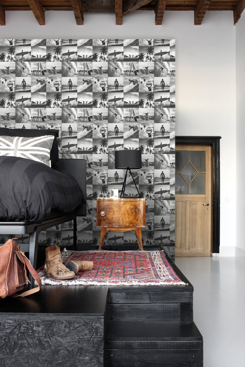 ESTAhome tapet bild av surfare - mörkgrått - Hemmavid.se