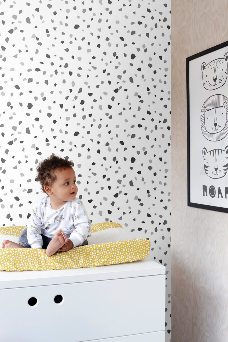 ESTAhome tapet terrazzo - svart, vitt och grått - Hemmavid.se