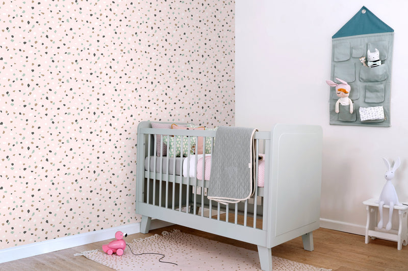 ESTAHOME tapet terrazzo - rosa, vitt och mintgrönt - Hemmavid.se