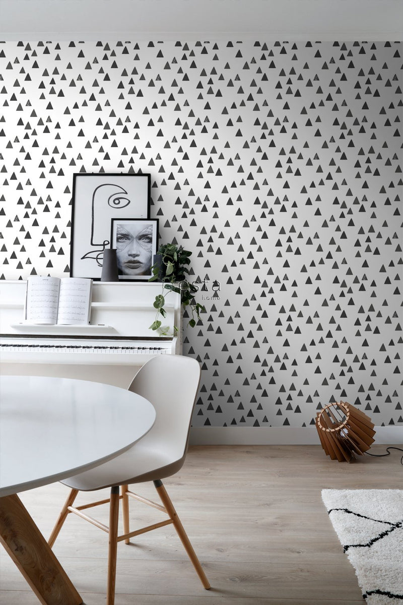 ESTAhome tapet grafiska trianglar - svart och vitt - Hemmavid.se