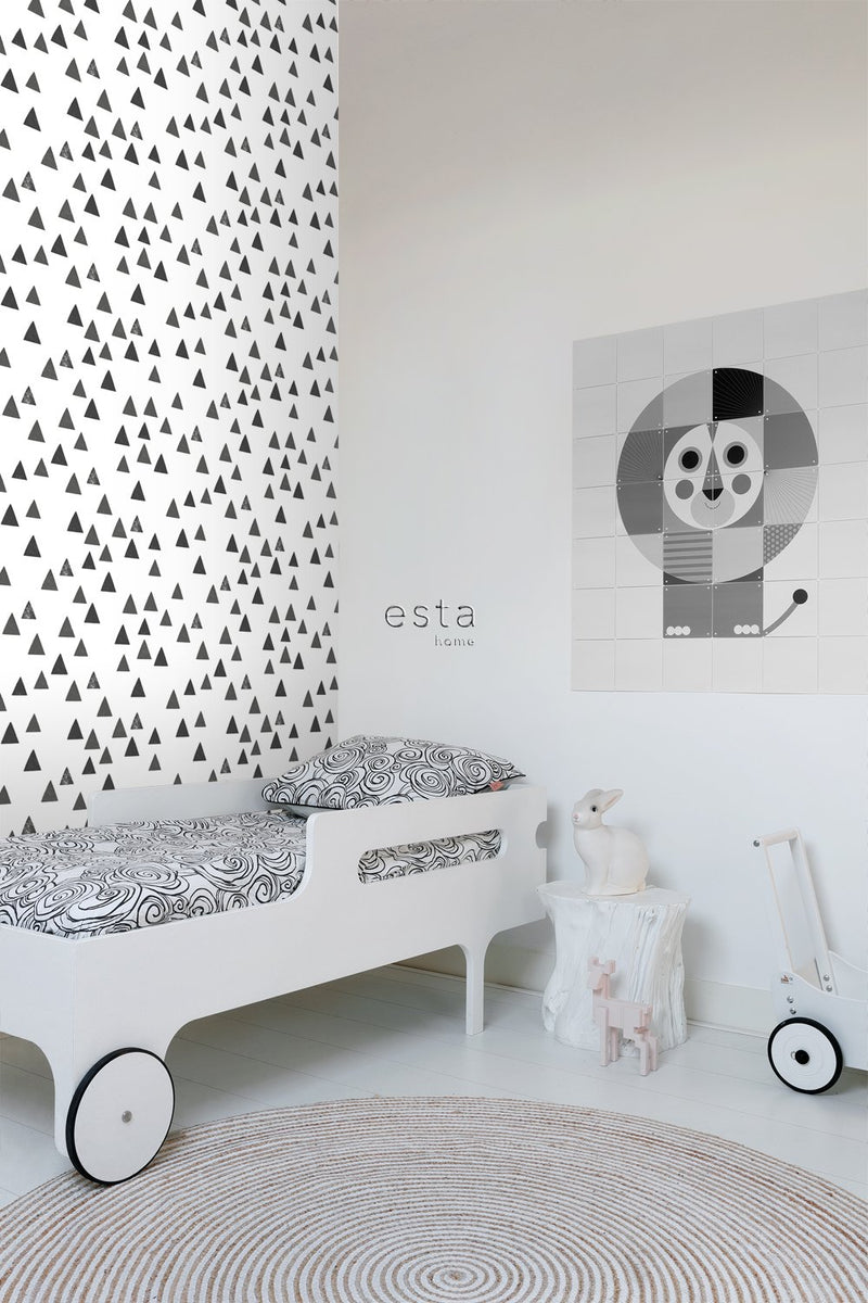 ESTAhome tapet grafiska trianglar - svart och vitt - Hemmavid.se