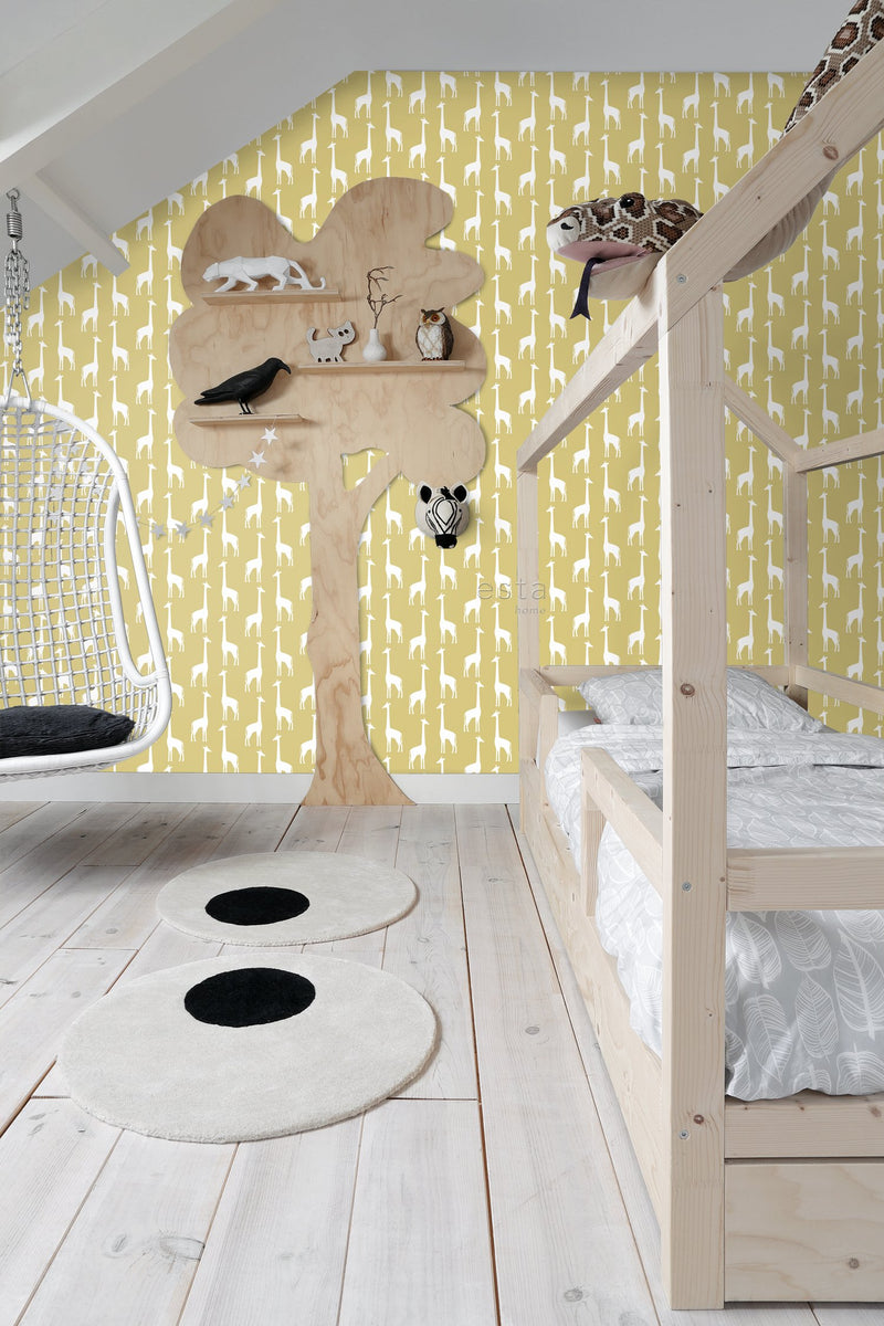 ESTAhome tapet giraffer - ockra - Hemmavid.se