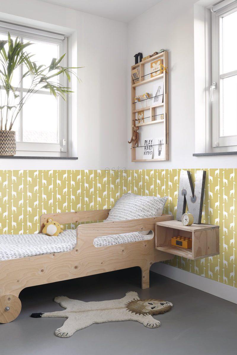 ESTAhome tapet giraffer - ockra - Hemmavid.se