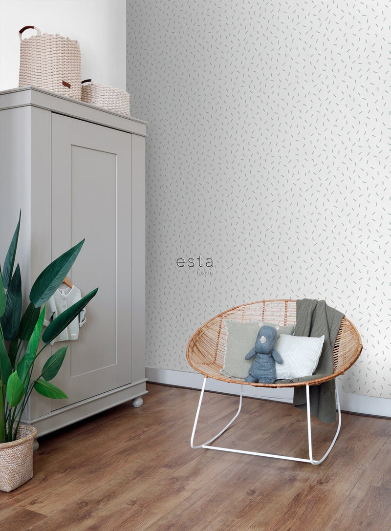 ESTAhome tapet grafiskt motiv - vintageblått - Hemmavid.se