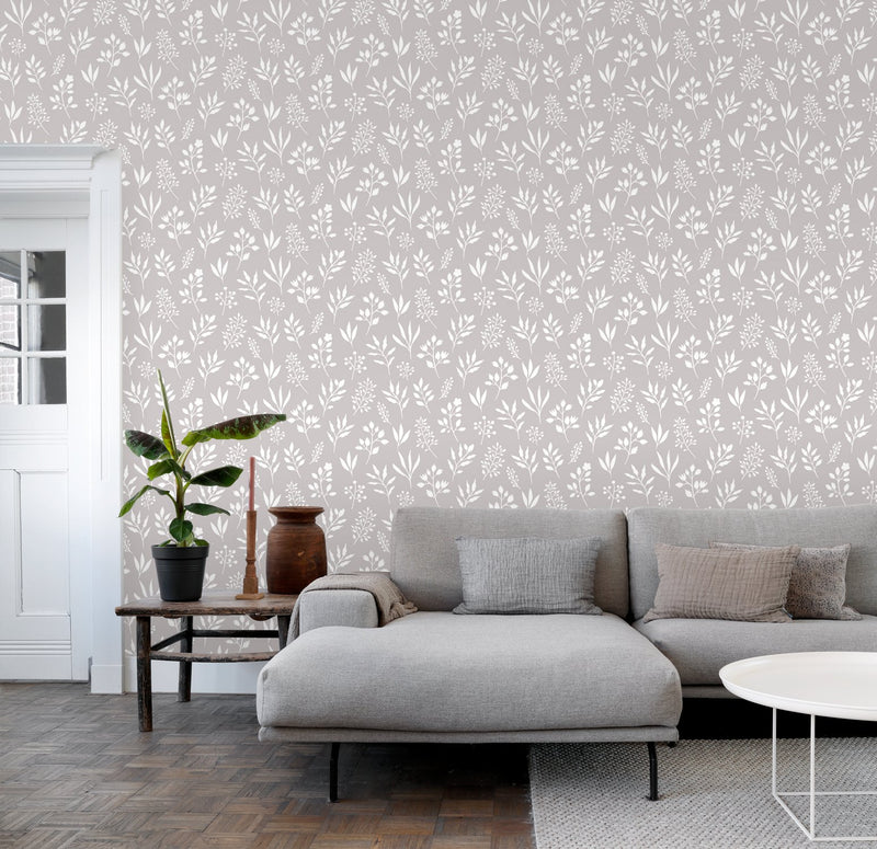 ESTAhome tapet blommönster - grått och vitt - Hemmavid.se