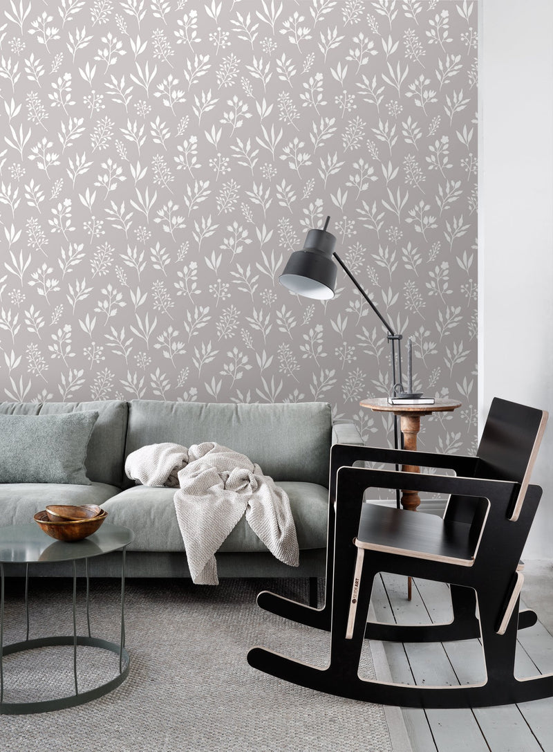 ESTAhome tapet blommönster - grått och vitt - Hemmavid.se