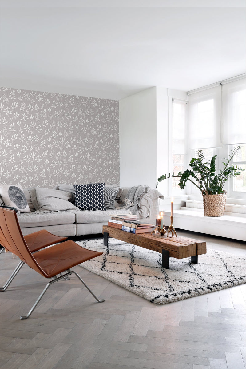 ESTAhome tapet blommönster - grått och vitt - Hemmavid.se