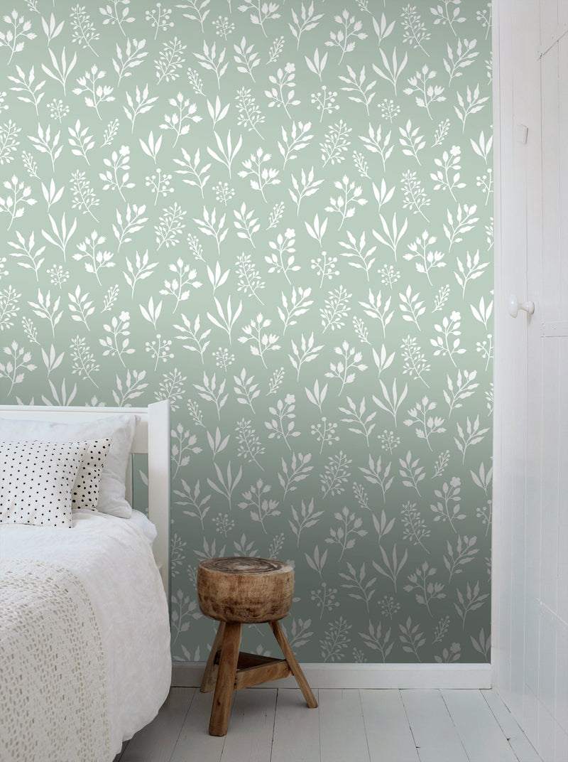 ESTAhome tapet blommönster - mintgrönt och vitt - Hemmavid.se