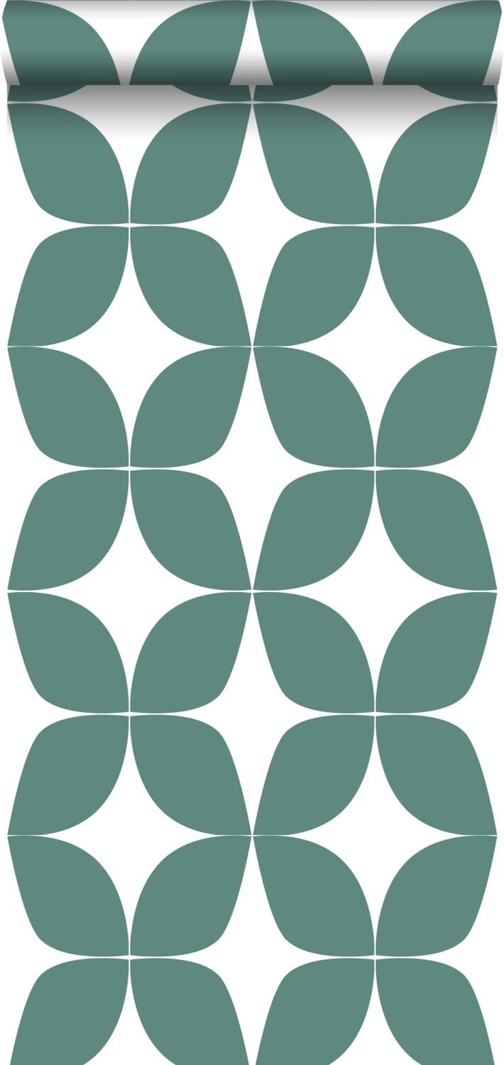 ESTAhome tapet grafiskt motiv - grönt och vitt - Hemmavid.se