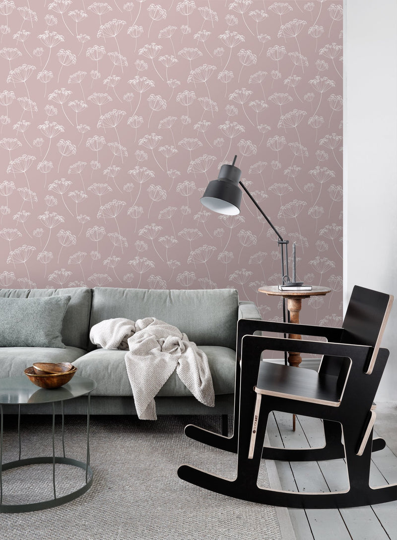 ESTAhome tapet blomflock - antikrosa och vitt - Hemmavid.se