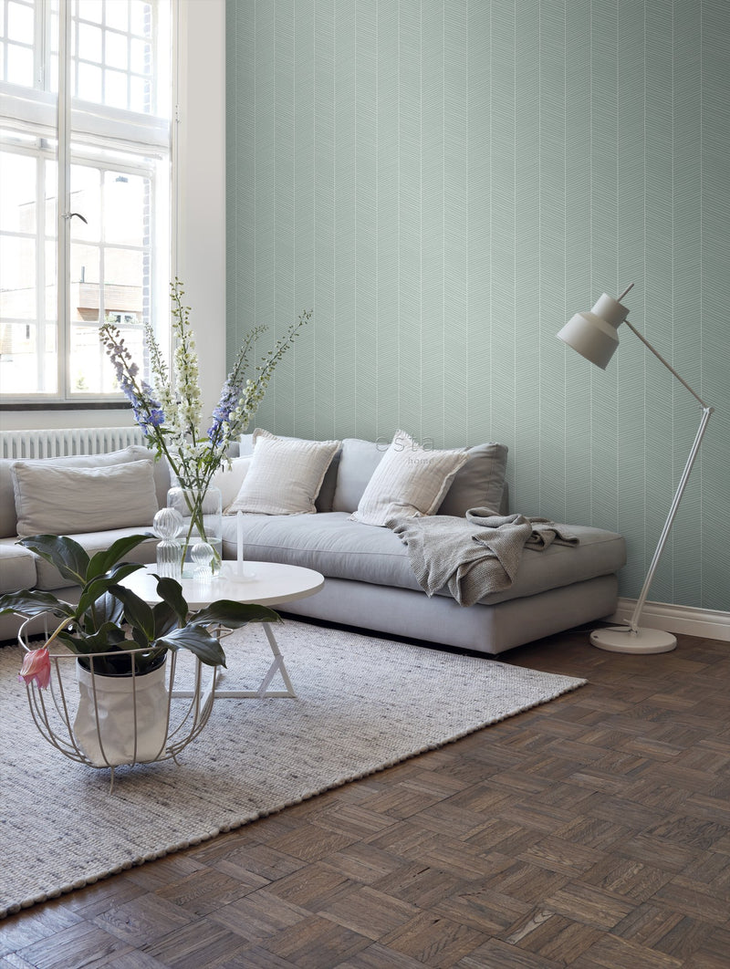 ESTAhome tapet fiskbensmönster - mintgrönt - Hemmavid.se
