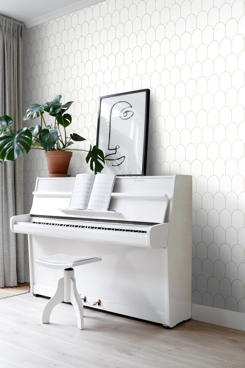 ESTAhome tapet art deco - vitt och guld - Hemmavid.se