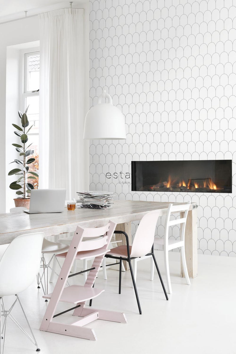 ESTAhome tapet art deco vitt och svart - Hemmavid.se