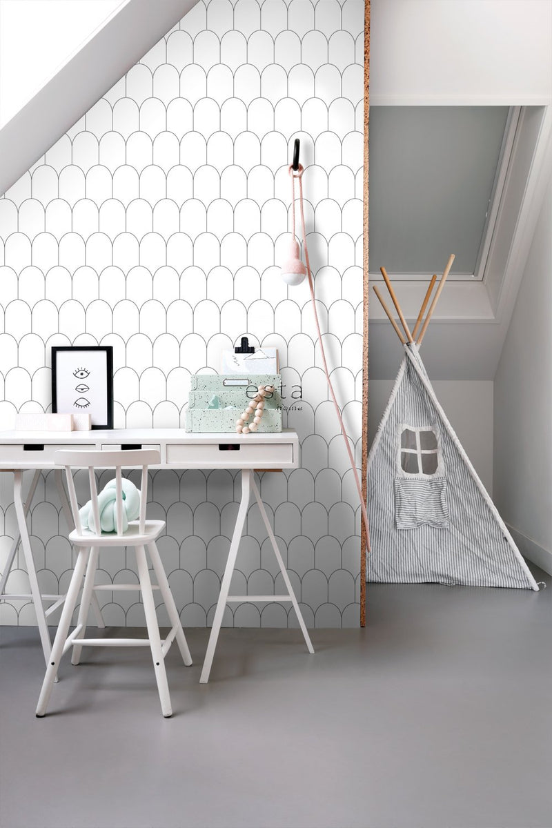ESTAhome tapet art deco vitt och svart - Hemmavid.se