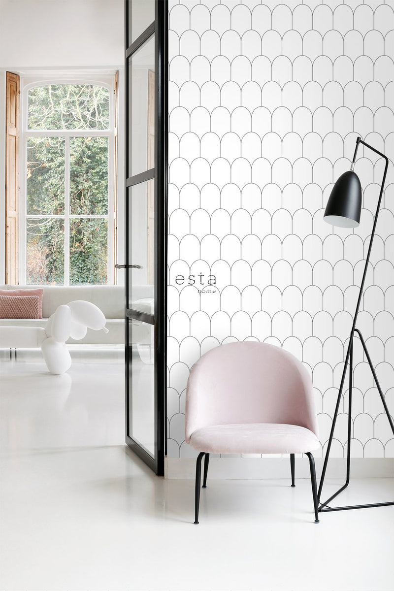 ESTAhome tapet art deco vitt och svart - Hemmavid.se