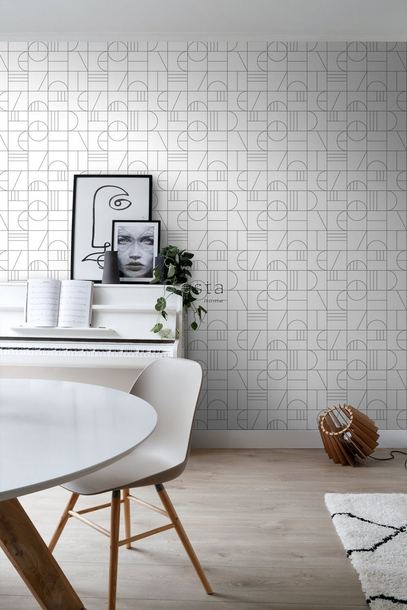 ESTAhome tapet art deco vitt och svart - Hemmavid.se