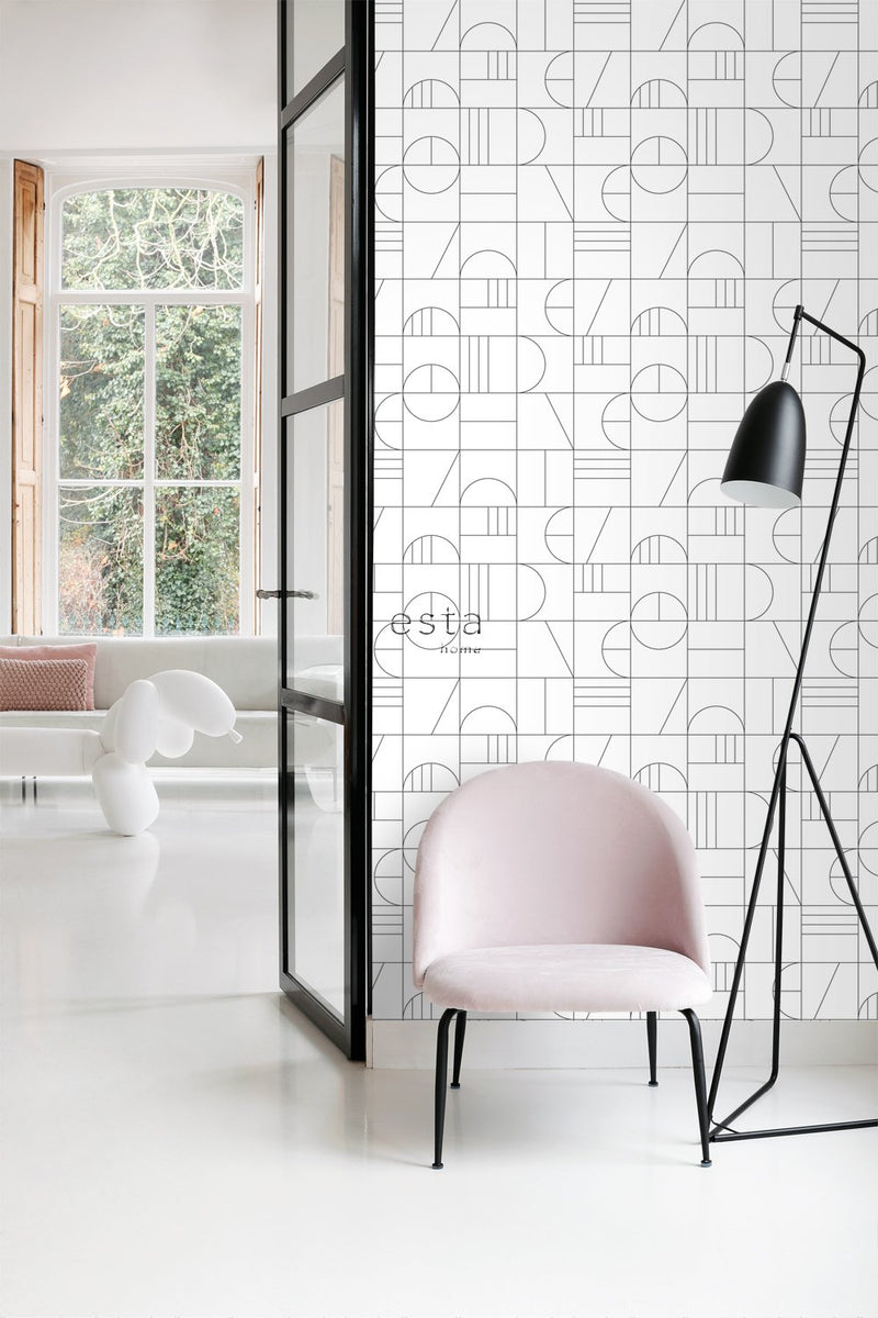 ESTAhome tapet art deco vitt och svart - Hemmavid.se
