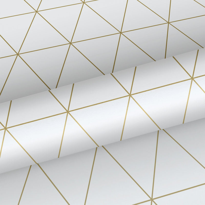 ESTAhome tapet grafiska trianglar - vitt och guld - Hemmavid.se