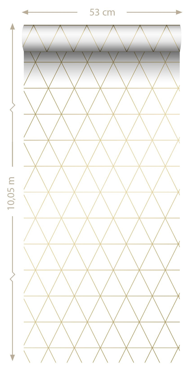ESTAhome tapet grafiska trianglar - vitt och guld - Hemmavid.se