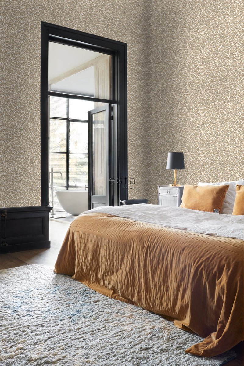 ESTAhome tapet leopardskinn - mörkbeige - Hemmavid.se