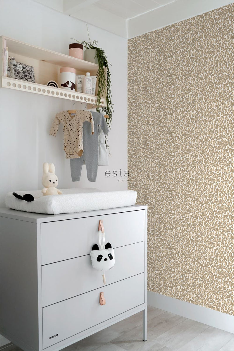 ESTAhome tapet leopardskinn - mörkbeige - Hemmavid.se