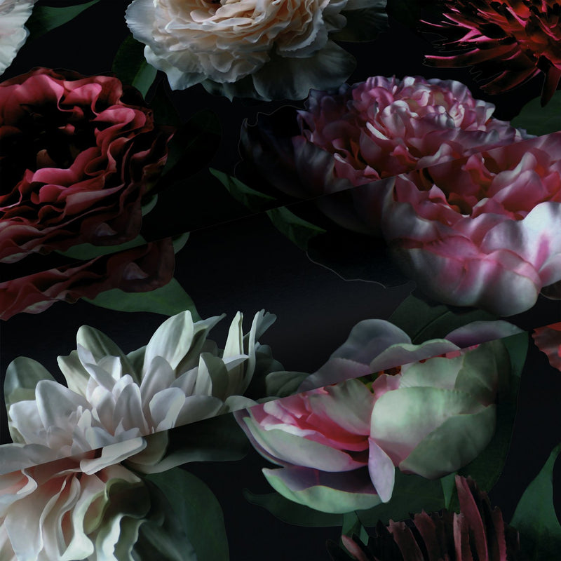 ESTAhome tapet blommor - rosa, svart och mörkgrönt - Hemmavid.se