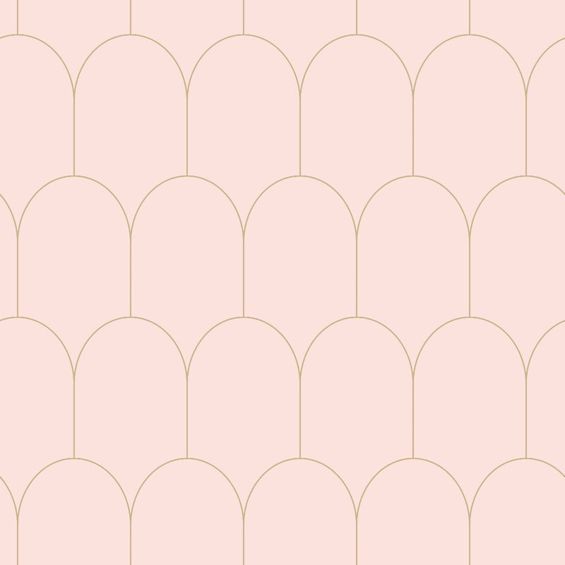 ESTAhome tapet art deco milt rosa och guld - Hemmavid.se